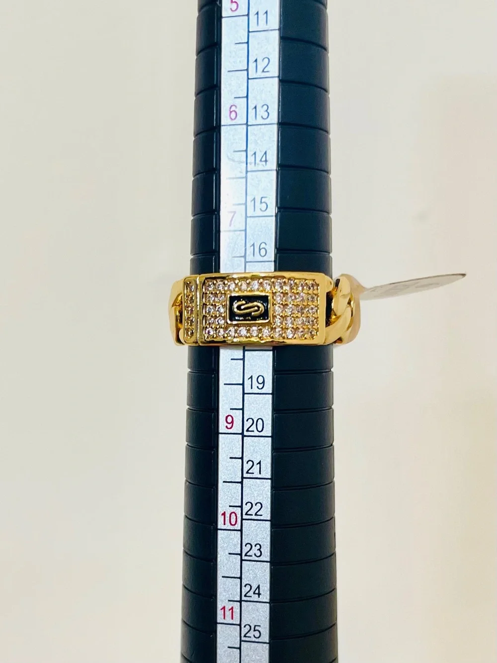 Monaco Chain Gold Statement Band Ring with CZ Pavé NWT Unisex